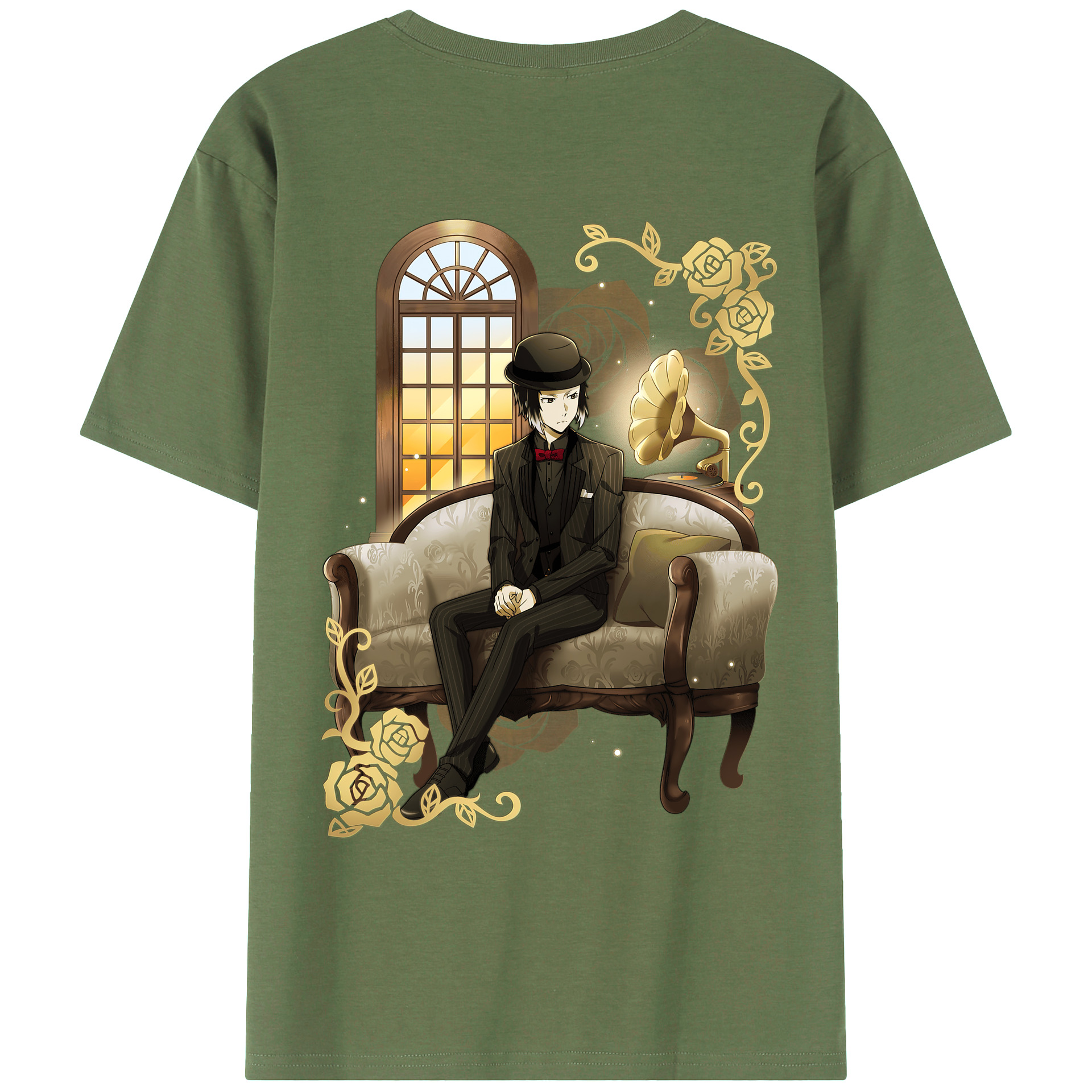 （画像用） 文豪ストレイドッグス Bungo Stray Dogs 綿100％ メンズ半袖Tシャツ（バックプリント） 通気性